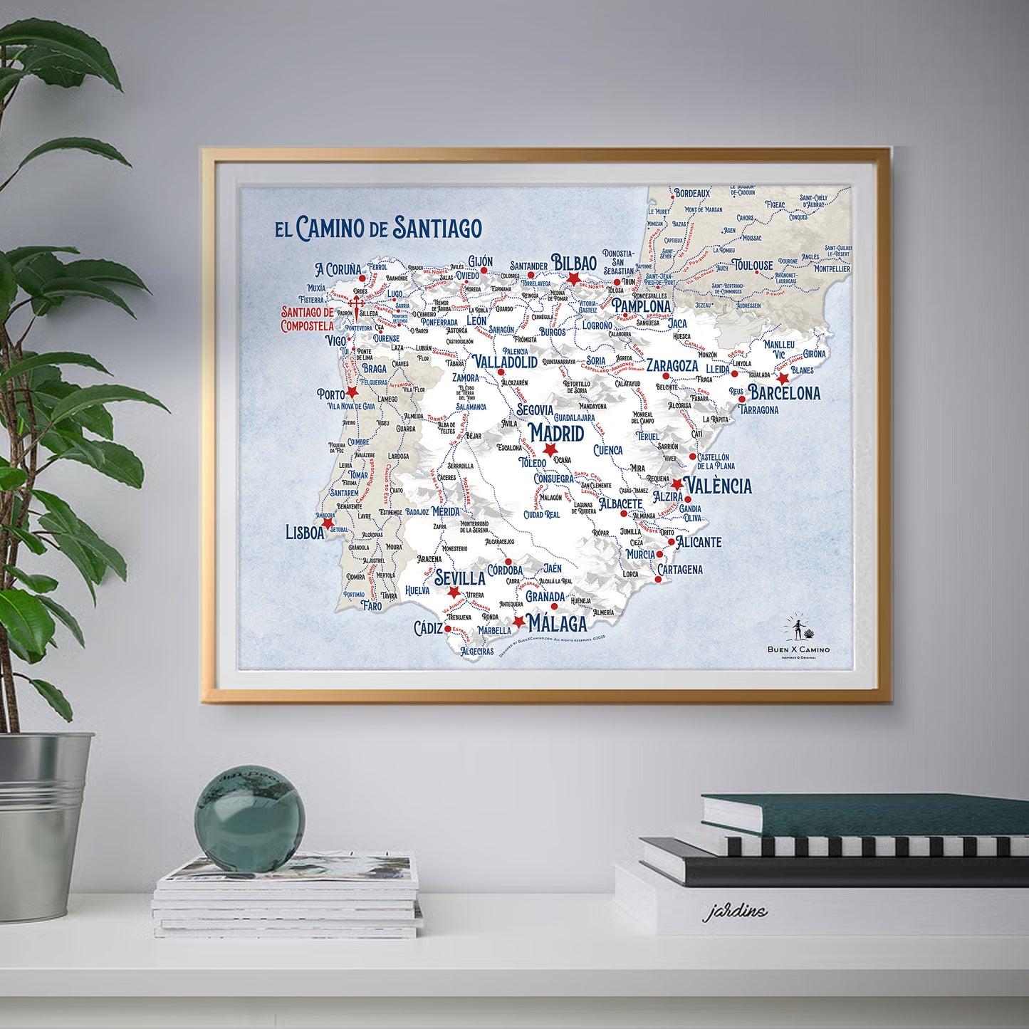 The Camino Journey Map //  20" x 16" Horizontal