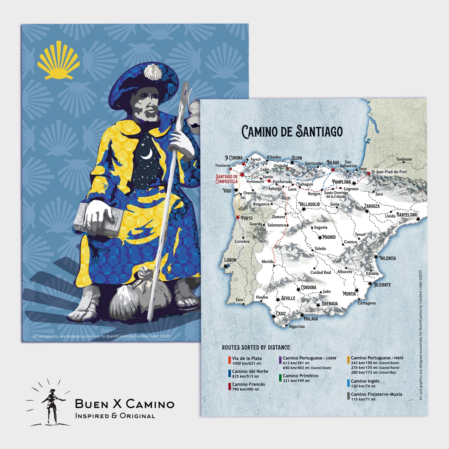 Official Camino Credential + Camino Francés Patch + Trail Map Card