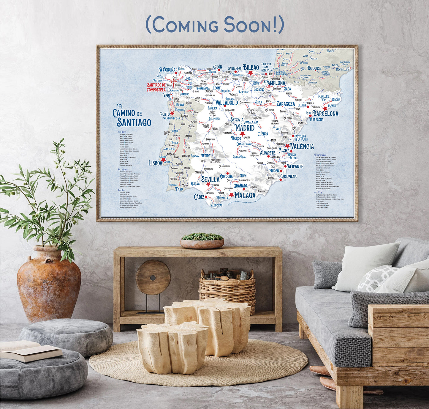 The Camino Journey Map //  20" x 16" Horizontal