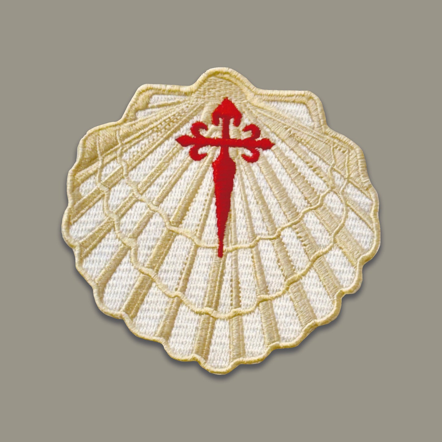 Scallop Shell Patch with Cross of Saint James // Camino de Santiago // 3.5" 9cm Embroidered // Camigas