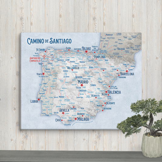 Camino Trail Map: Wall Canvas